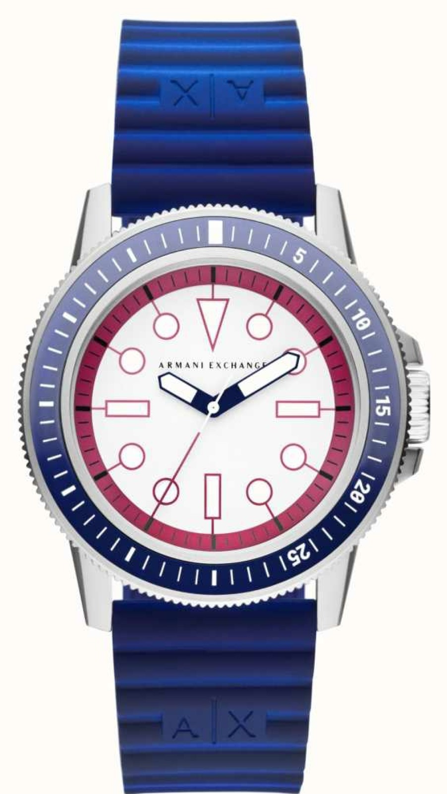 Men'S Armani Exchange | Armani Exchange Men'S | White Dial | Blue Silicone Strap