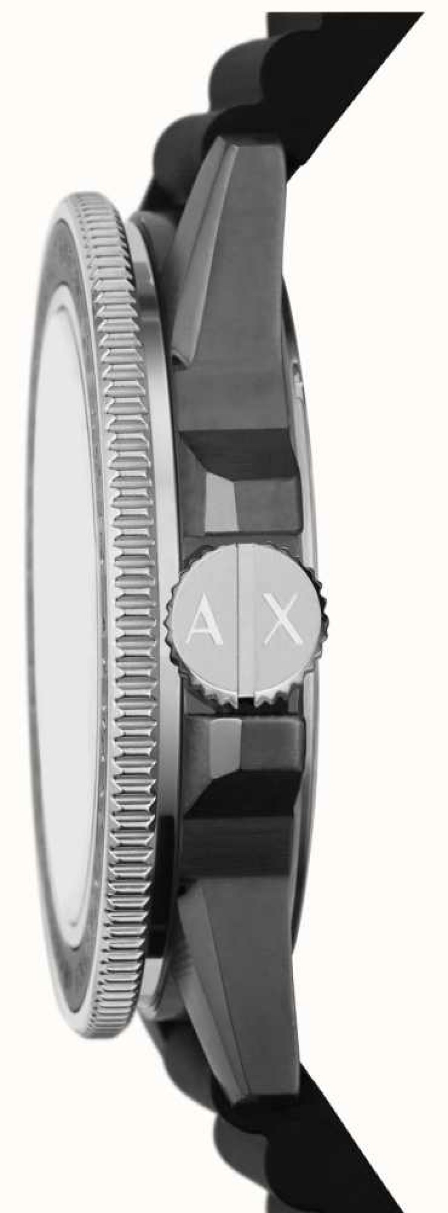 Men'S Armani Exchange | Armani Exchange Men'S | Silver Dial | Black Silicone Strap