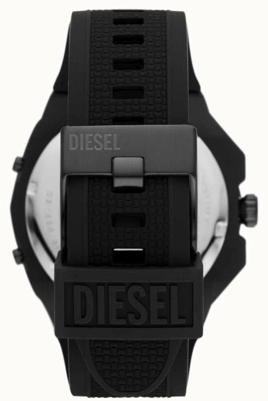 Men'S Diesel | Diesel Men'S Framed Duel-Tone Bezel Silicone Strap Watch