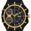 Men'S Diesel | Diesel Men'S Framed Gold-Toned Bezel Black Silicone Strap