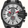 Men'S Diesel | Diesel Chief Series Mega Chief Black Fabric Strap