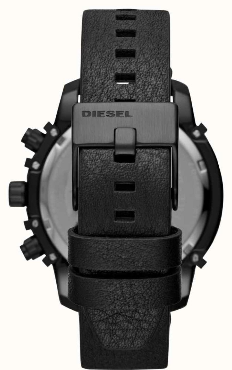 Men'S Diesel | Diesel Griffed Chronograph Black Leather Watch