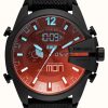 Men'S Diesel | Diesel Mega Chief Dual Display Silicone Strap Watch