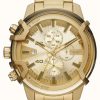 Men'S Diesel | Diesel Griffed Chronograph Gold-Tone Watch