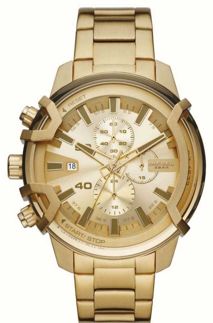 Men'S Diesel | Diesel Griffed Chronograph Gold-Tone Watch