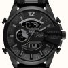 Men'S Diesel | Diesel Mega Chief Ana-Digi Black Silicone Watch