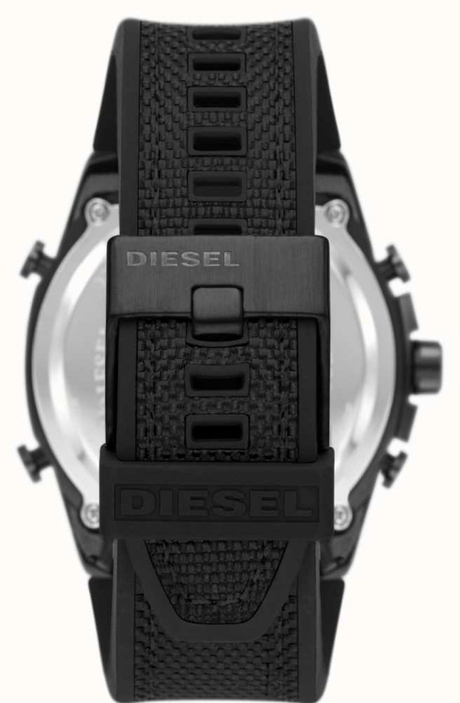 Men'S Diesel | Diesel Mega Chief Ana-Digi Black Silicone Watch