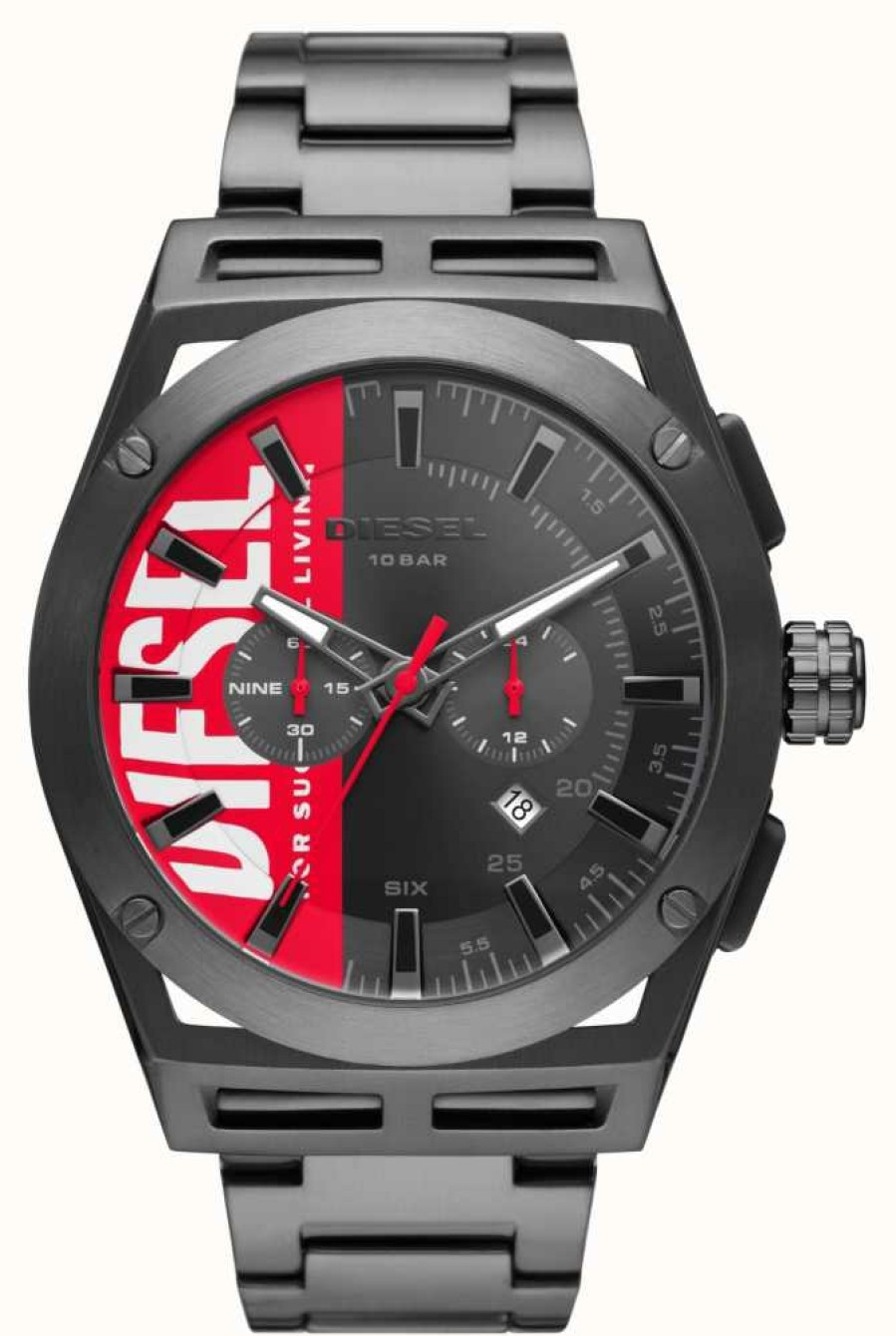 Men'S Diesel | Diesel Men'S Timeframe Black-Plated Stainless Steel Watch