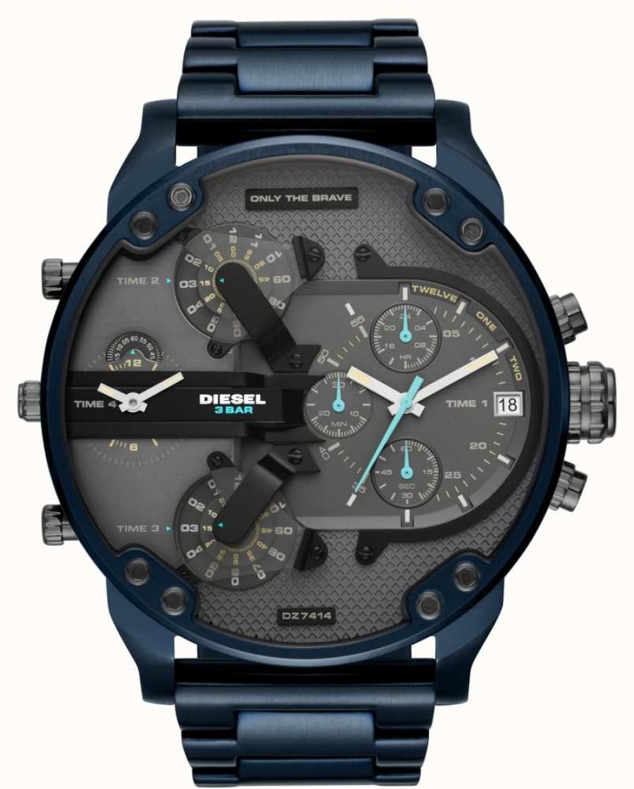 Men'S Diesel | Diesel The Daddies Series Mr. Daddy 2.0 Chronograph Blue Stainless Steel