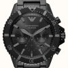 Men'S Emporio Armani | Emporio Armani Men'S | Black Chronograph Dial | Black Stainless Steel Bracelet