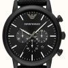 Men'S Emporio Armani | Emporio Armani Men'S | Black Chronograph Dial | Black Fabric Strap