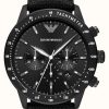 Men'S Emporio Armani | Emporio Armani Men'S | Black Chronograph Dial | Black Fabric Strap