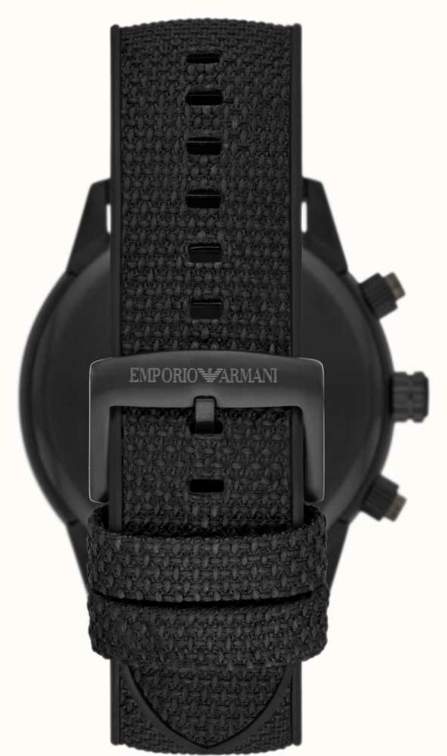 Men'S Emporio Armani | Emporio Armani Men'S | Black Chronograph Dial | Black Fabric Strap