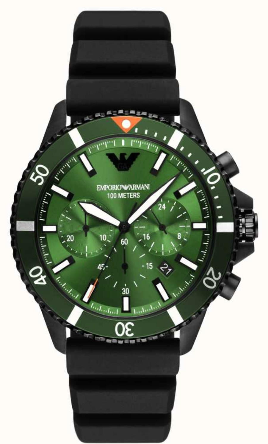 Men'S Emporio Armani | Emporio Armani Men'S | Green Dial | Black Silicone Strap