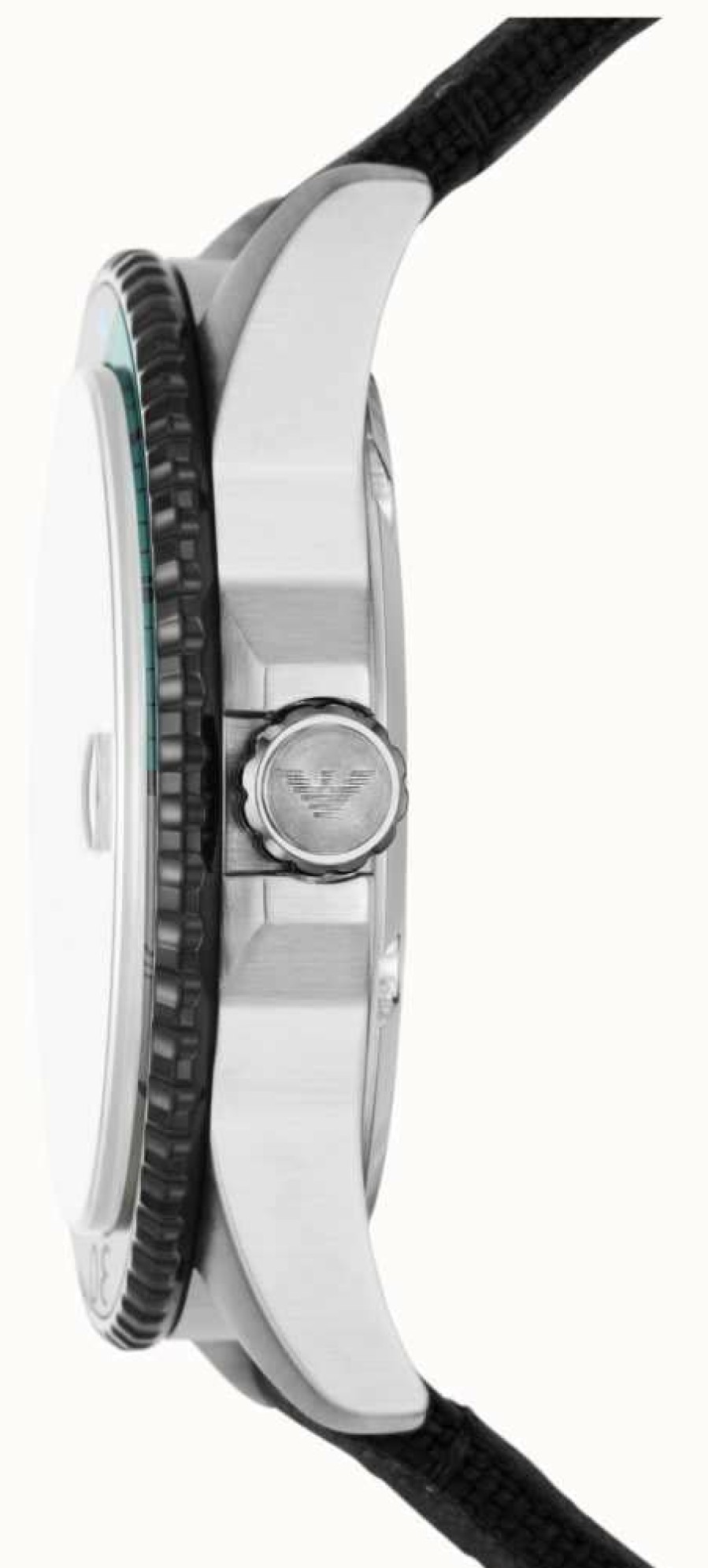 Men'S Emporio Armani | Emporio Armani Men'S | Silver Dial | Black Fabric Strap