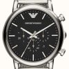 Men'S Emporio Armani | Emporio Armani Men'S | Black Chronograph Dial | Steel Mesh Bracelet