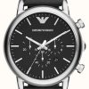 Men'S Emporio Armani | Emporio Armani Men'S | Black Chronograph Dial | Black Leather Strap