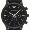 Men'S Emporio Armani | Emporio Armani Men'S | Black Chronograph Dial | Black Leather Strap