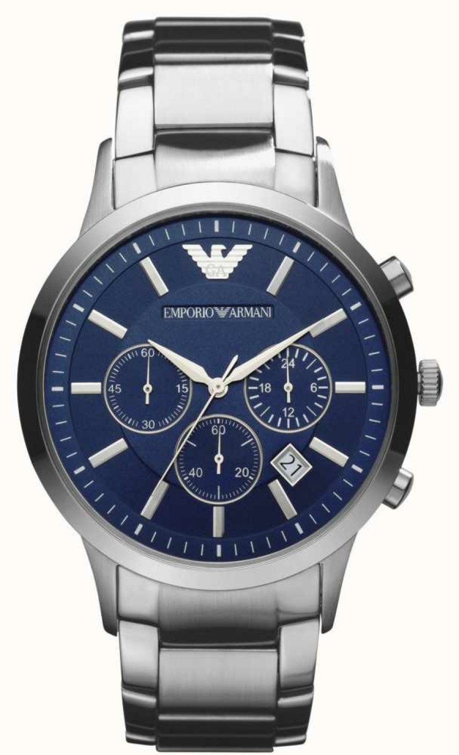 Men'S Emporio Armani | Emporio Armani Men'S | Blue Chronograph Dial | Stainless Steel Bracelet