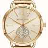 Men'S Michael Kors | Michael Kors Portia Gold-Toned Stainless Steel Watch Crystal Set Dial