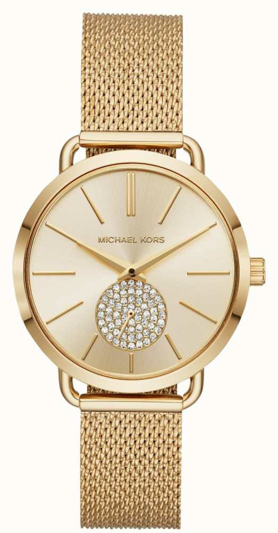 Men'S Michael Kors | Michael Kors Portia Gold-Toned Stainless Steel Watch Crystal Set Dial