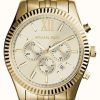 Men'S Michael Kors | Michael Kors Men'S Lexington Yellow Gold Toned Watch