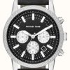 Men'S Michael Kors | Michael Kors Hutton Men'S Chronograph Watch Black Leather Strap