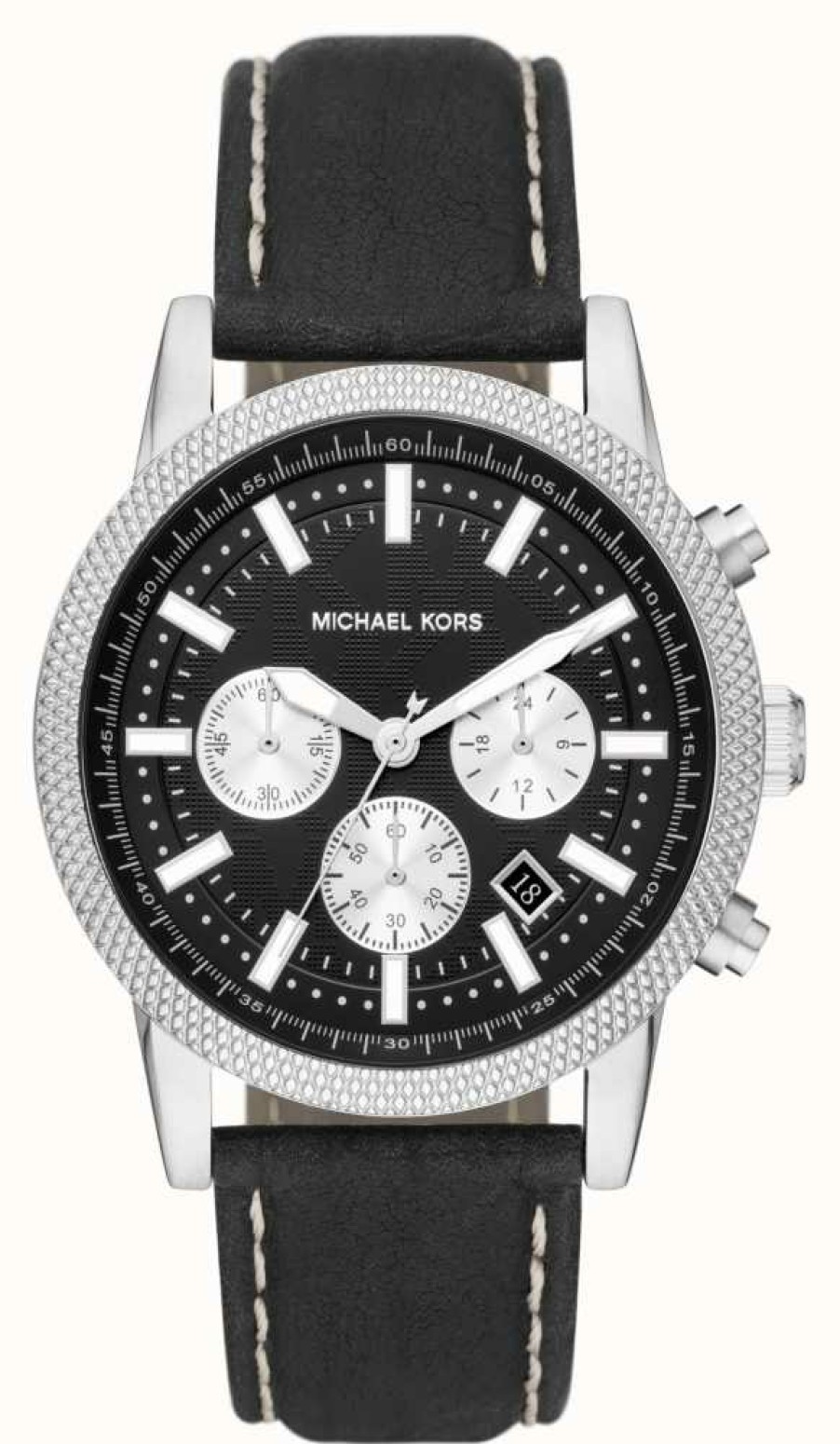 Men'S Michael Kors | Michael Kors Hutton Men'S Chronograph Watch Black Leather Strap