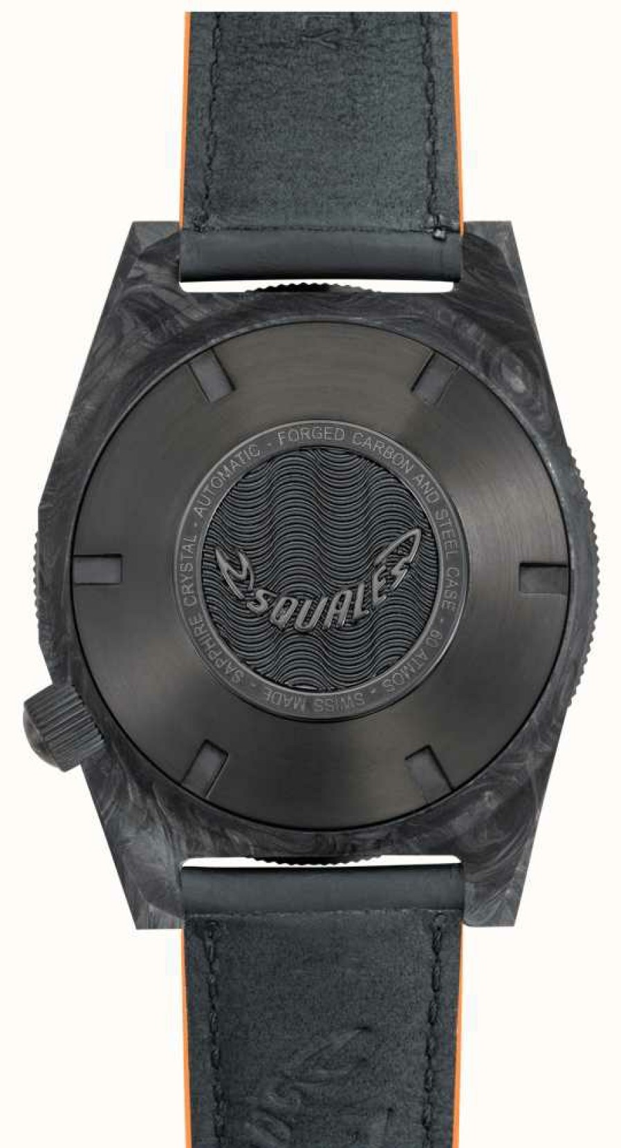 Men'S Squale | Squale T-183 Forged Carbon Orange (42Mm) Black Dial / Black Leather