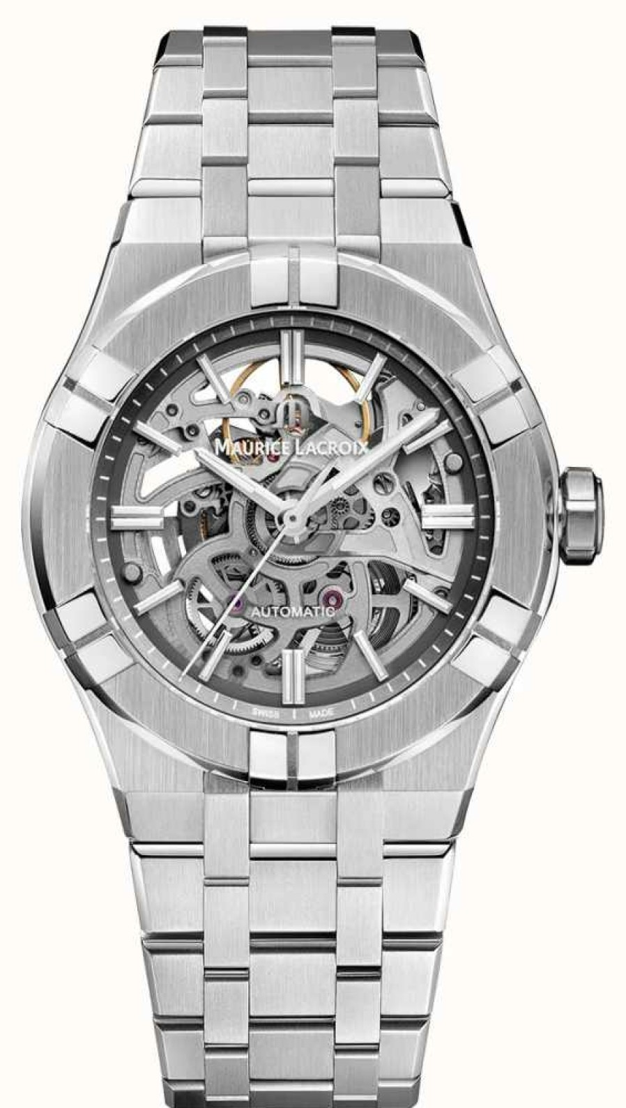 Men'S Maurice Lacroix | Maurice Lacroix Aikon Automatic Skeleton (39Mm) Skeleton Dial / Stainless Steel