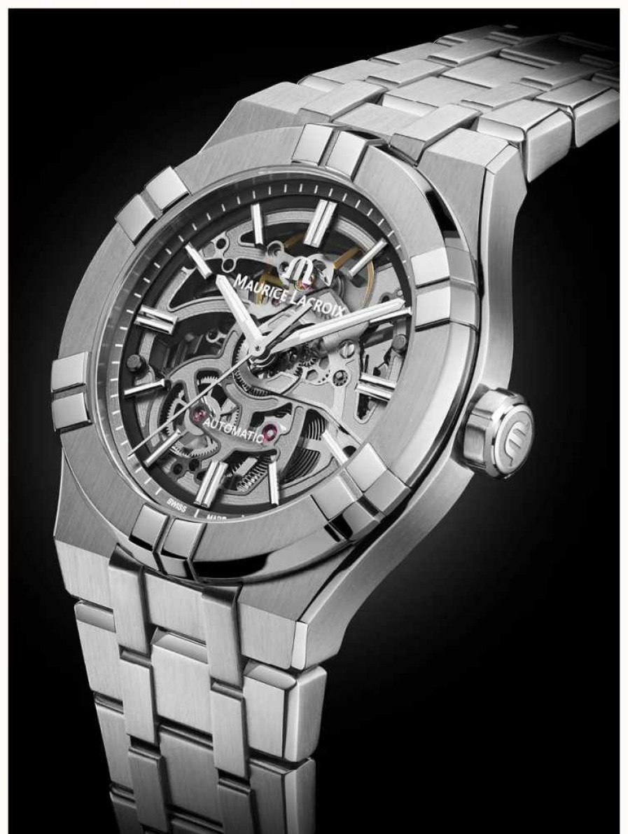 Men'S Maurice Lacroix | Maurice Lacroix Aikon Automatic Skeleton (39Mm) Skeleton Dial / Stainless Steel