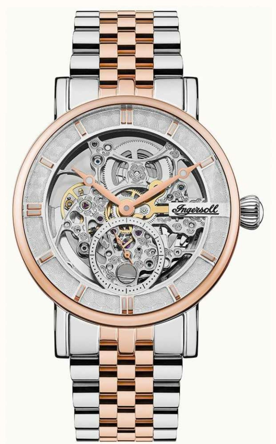 Men'S Ingersoll | Ingersoll The Herald Automatic Skeleton Dial Two Tone