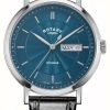 Men'S Rotary | Rotary Men'S Windsor | Blue Dial | Black Leather Strap