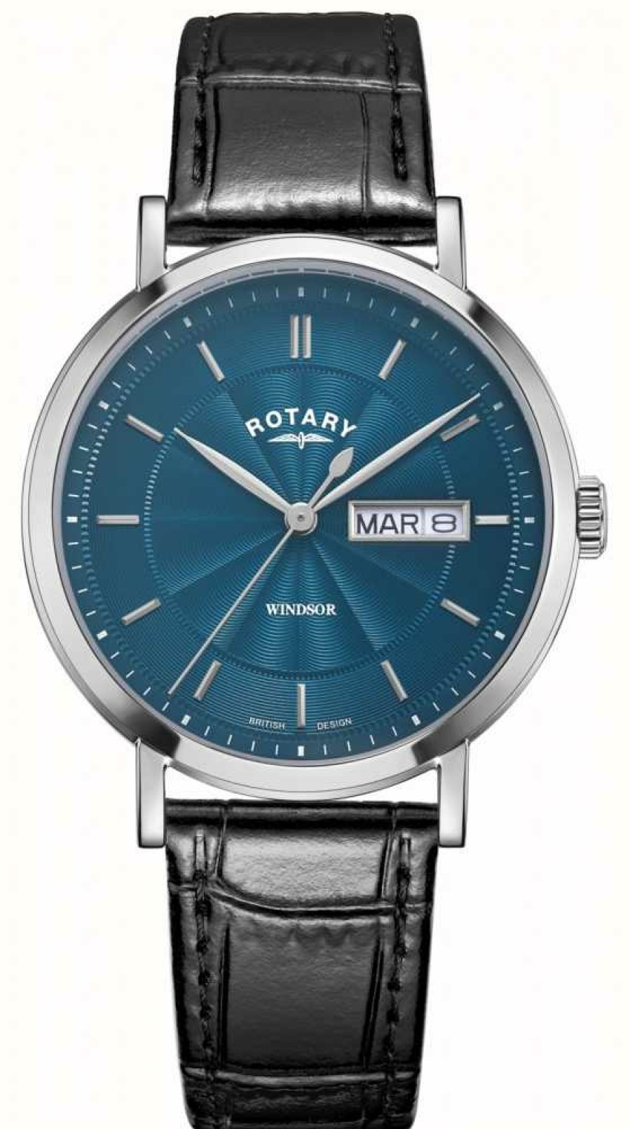 Men'S Rotary | Rotary Men'S Windsor | Blue Dial | Black Leather Strap