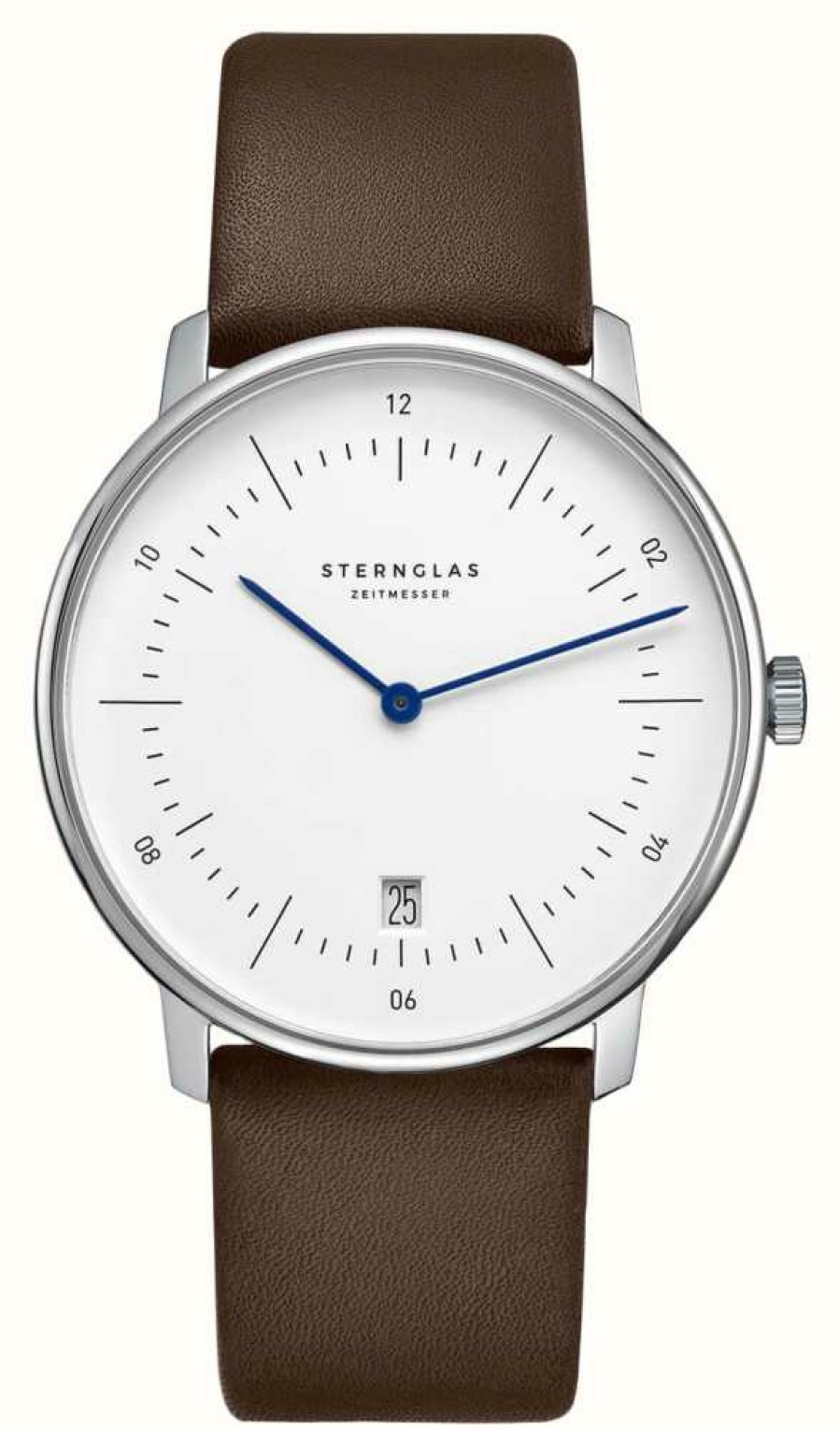 Jewelry STERNGLAS | Sternglas Naos Quartz (38Mm) White Dial / Brown Leather