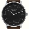 Men'S STERNGLAS | Sternglas Naos Quartz (38Mm) Black Dial / Brown Leather