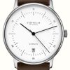 Men'S STERNGLAS | Sternglas Naos Automatic (38Mm) White Dial / Brown Leather