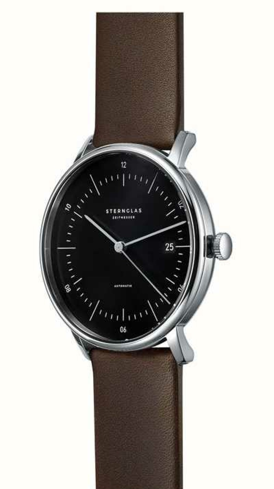 Men'S STERNGLAS | Sternglas Naos Automatic (38Mm) Black Dial / Brown Leather