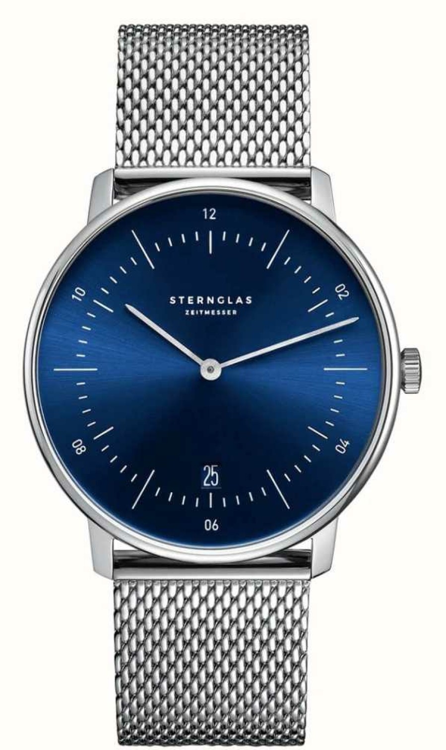 Men'S STERNGLAS | Sternglas Naos Quartz (38Mm) Blue Dial / Stainless Steel Mesh