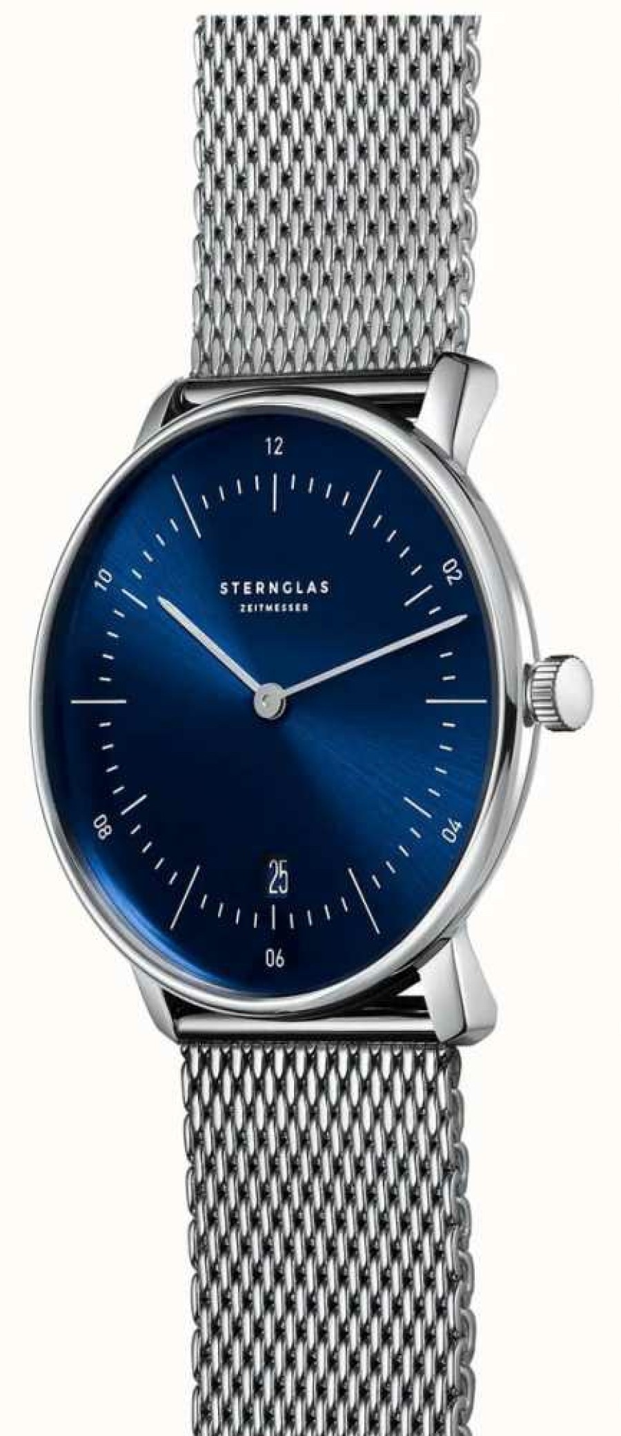 Men'S STERNGLAS | Sternglas Naos Quartz (38Mm) Blue Dial / Stainless Steel Mesh