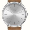 Women'S STERNGLAS | Sternglas Sinja Quartz (32Mm) Silver Dial / Tan-Brown Leather