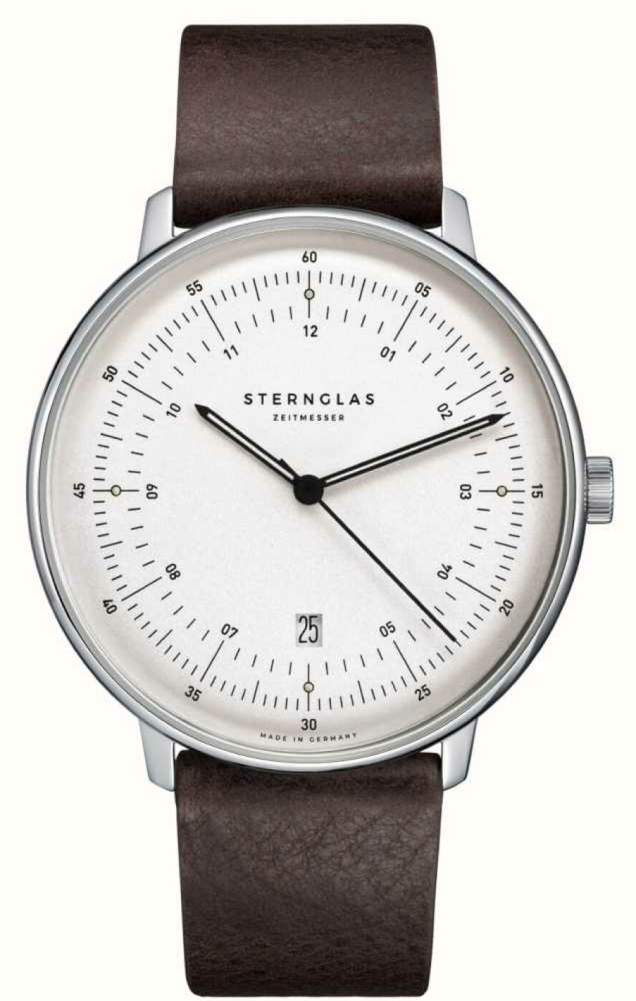 Men'S STERNGLAS | Sternglas Hamburg Quartz (42Mm) White Dial / Brown Leather