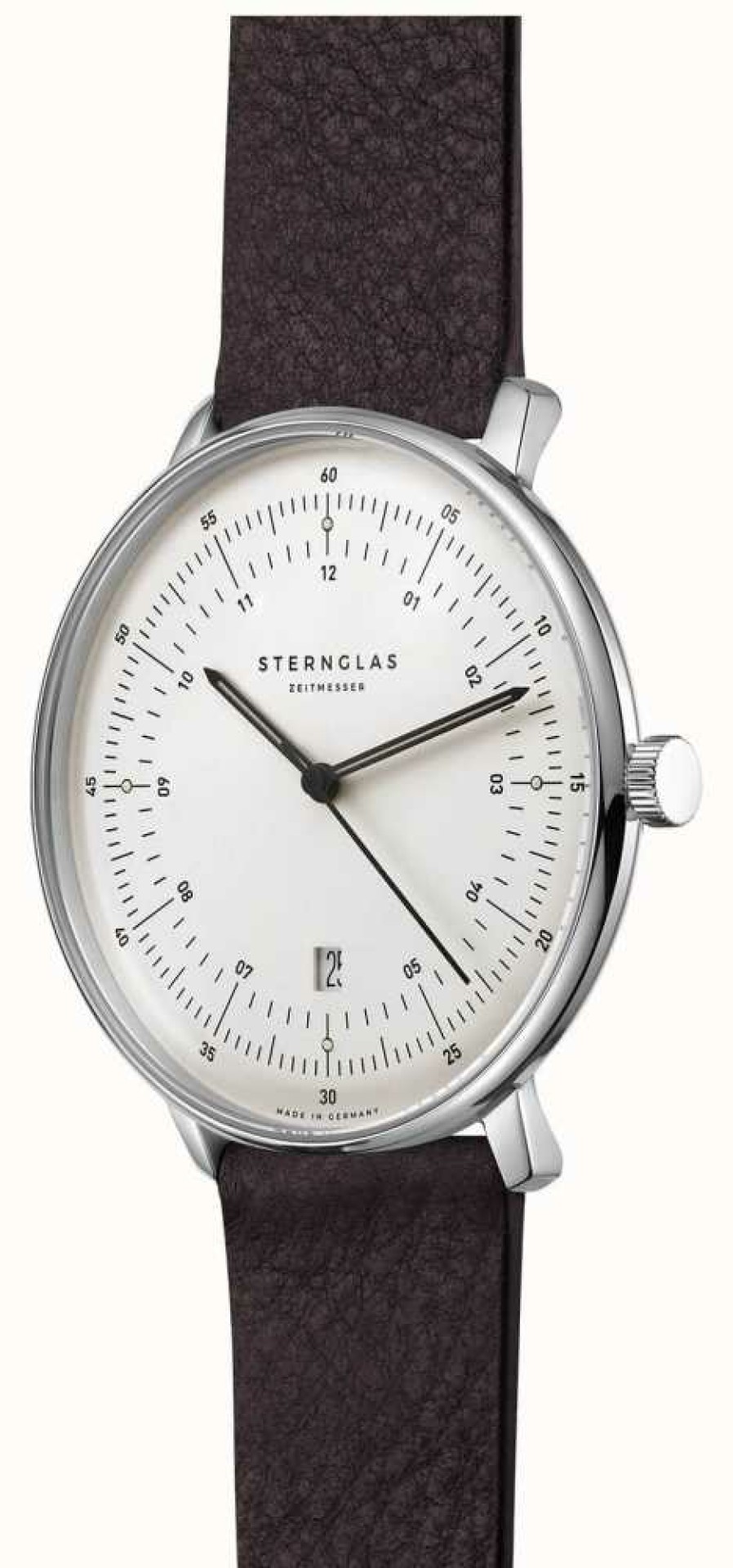 Men'S STERNGLAS | Sternglas Hamburg Quartz (42Mm) White Dial / Brown Leather