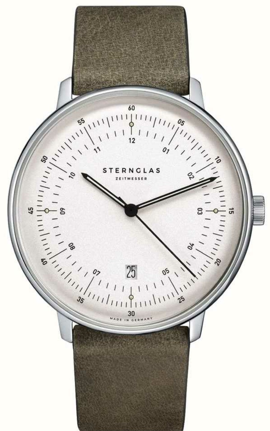 Men'S STERNGLAS | Sternglas Hamburg Quartz (42Mm) White Dial / Brown Leather