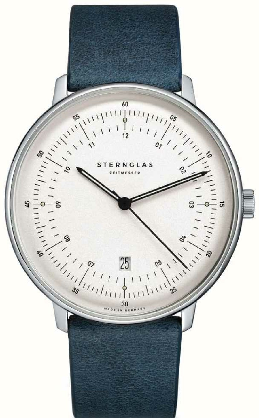 Men'S STERNGLAS | Sternglas Hamburg Quartz (42Mm) White Dial / Blue Leather