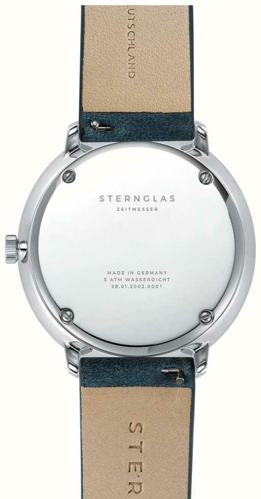 Men'S STERNGLAS | Sternglas Hamburg Quartz (42Mm) White Dial / Blue Leather