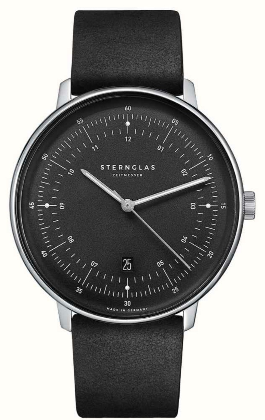 Men'S STERNGLAS | Sternglas Hamburg Quartz (42Mm) Black Dial / Black Leather