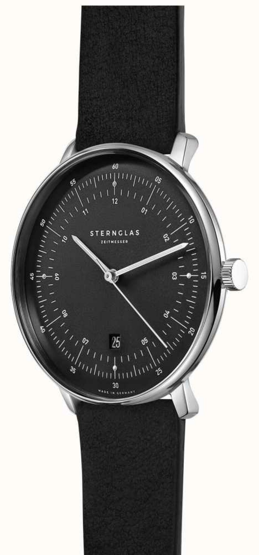 Men'S STERNGLAS | Sternglas Hamburg Quartz (42Mm) Black Dial / Black Leather