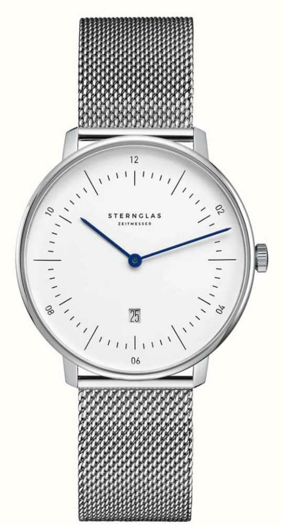 Women'S STERNGLAS | Sternglas Naos Xs Quartz (33Mm) White Dial / Stainless Steel Mesh