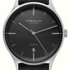 Men'S STERNGLAS | Sternglas Asthet Automatic (40Mm) Black Dial / Black Leather